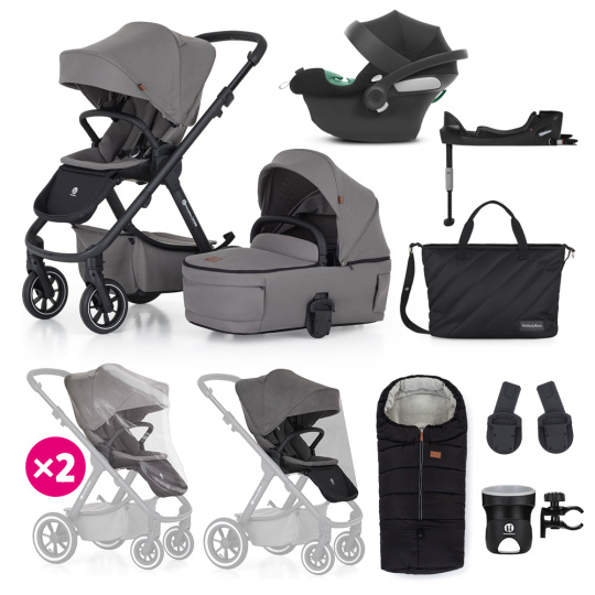 PETITE&MARS SET Kočárek 4v1 ICON Dove Grey XXL RWS + CBX By CYBEX Aton B2 i-Size