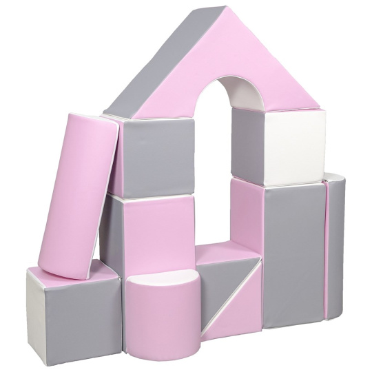 Pěnové kostky-obří stavebnice 11 ks white-light pink-grey Pěnové kostky-obří stavebnice 11 ks white-light pink-grey