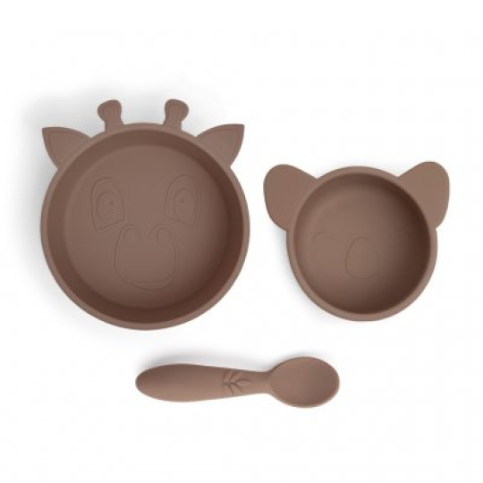 NUUROO Eddy Silikonový jídelní set Chocolate Malt