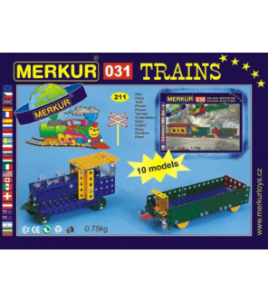 Stavebnice Merkur 031 Železniční modely 10 modelů 211ks v krabici 26x18x5cm Stavebnice Merkur 031 Železniční modely 10 modelů 211ks v krabici 26x18x5cm