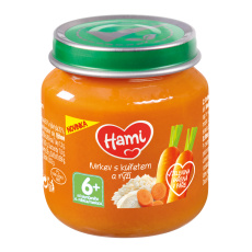 HAMI Příkrm masozeleninový Mrkev s kuřetem a rýží 125g, 6+ HAMI Příkrm masozeleninový Mrkev s kuřetem a rýží 125g, 6+