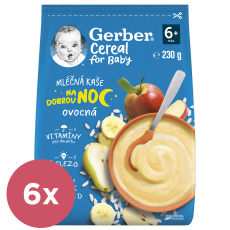 6x GERBER Kaše mléčná cereal ovocná Dobrou noc 230 g