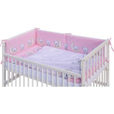 Dětská postýlka se stahovací bočnicí - bílá - 120x60 cm s kompletní výbavou Toro Barva soupravy: Toro růžová Dětská postýlka se stahovací bočnicí - bílá - 120x60 cm s kompletní výbavou Toro Barva soupravy: Toro růžová