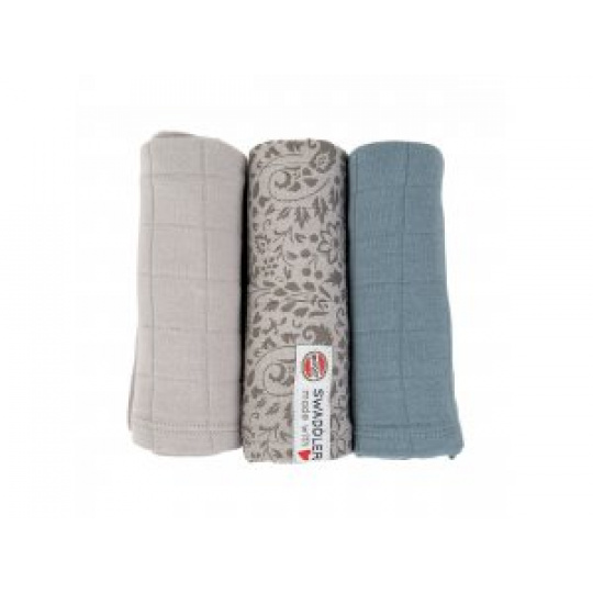 LODGER Swaddler Flower Tribe 3balení 70 x 70 cm Mist