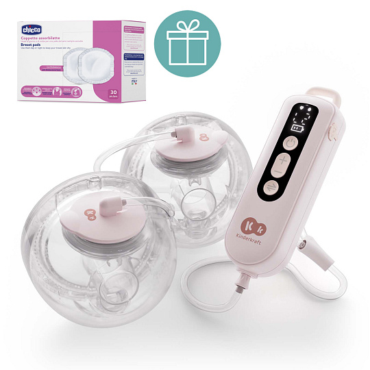 KINDERKRAFT Odsávačka mléka Double Hands-free Gentle Flow Pink + CHICCO Vložky do podprsenky 30ks KINDERKRAFT Odsávačka mléka Double Hands-free Gentle Flow Pink + CHICCO Vložky do podprsenky 30ks