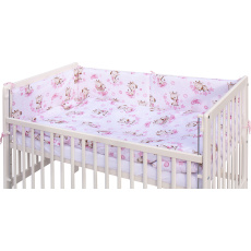 Dětská postýlka se stahovací bočnicí - bílá - 120x60 cm s kompletní výbavou Fiki Barva soupravy: Fiki růžová