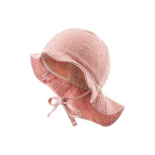 STERNTALER Klobouk mušelinový s ochranou krku na zavazování s UV filtrem 50+ růžová holka 39 cm-3-4