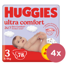 4x HUGGIES® Pleny jednorázové Ultra Comfort Mega 3 (4-9 kg) 78 ks 4x HUGGIES® Pleny jednorázové Ultra Comfort Mega 3 (4-9 kg) 78 ks
