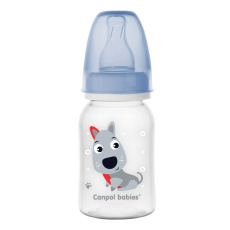 CANPOL BABIES Lahev s potiskem CUTE ANIMALS 120ml - modrá CANPOL BABIES Lahev s potiskem CUTE ANIMALS 120ml - modrá