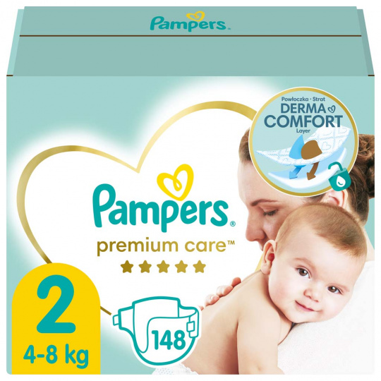 PAMPERS Premium Care Pleny jednorázové 2 (4-8 kg) 148 ks
