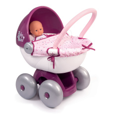 Smoby Hluboký kočárek s textilem Violette Baby Nurse s tichým chodem a ergonomickou 55 cm vysokou rukojetí od 18 měsíců Smoby Hluboký kočárek s textilem Violette Baby Nurse s tichým chodem a ergonomickou 55 cm vysokou rukojetí od 18 měsíců