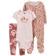 CARTER'S Set 3dílný body kr. rukáv, overal, legíny Pink Floral holka LBB 9m