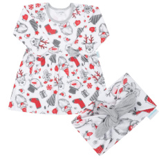 Kojenecké bavlněné šatičky s čelenkou New Baby Christmas Kojenecké bavlněné šatičky s čelenkou New Baby Christmas
