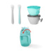 SKIP HOP Set jídelní s hrníčkem 5 ks Easy-Feed Mealtime Set Teal/Grey 6m+