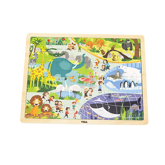 Dětské dřevěné puzzle Viga Zoo 48 dílků