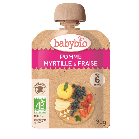 BABYBIO Kapsička Jablko borůvky jahody 90 g