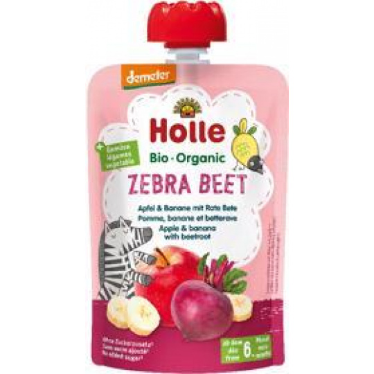 HOLLE Bio-Organic Zebra Beet ovocné pyré jablko, banán a červená řepa, 100 g (6m+)