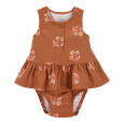 CARTER'S Body bez rukávů s volánem Brown Flowers holka 12m