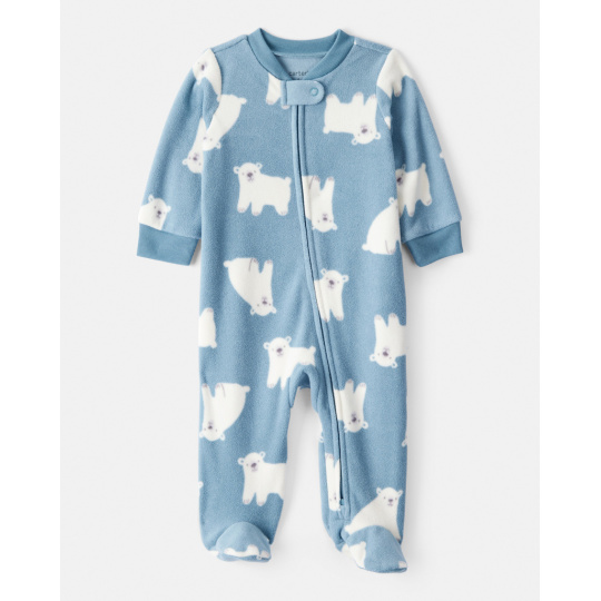 CARTER'S Overal na zip fleece Sleep & Play blue Polar bear chlapec 9m/vel.74 CARTER'S Overal na zip fleece Sleep & Play blue Polar bear chlapec 9m/vel.74