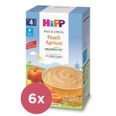 6x HiPP Kaše mléčná Praebiotik broskev-meruňka od uk. 4.-6.měsíce, 250 g 6x HiPP Kaše mléčná Praebiotik broskev-meruňka od uk. 4.-6.měsíce, 250 g
