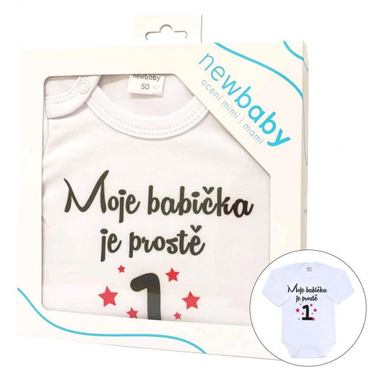 Body s potiskem New Baby Moje babička je prostě jednička - dárkové balení