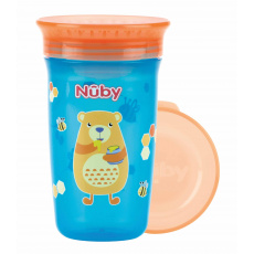 NUBY Hrneček netekoucí 360° 300ml, 6 m+ modrá/oranžová NUBY Hrneček netekoucí 360° 300ml, 6 m+ modrá/oranžová