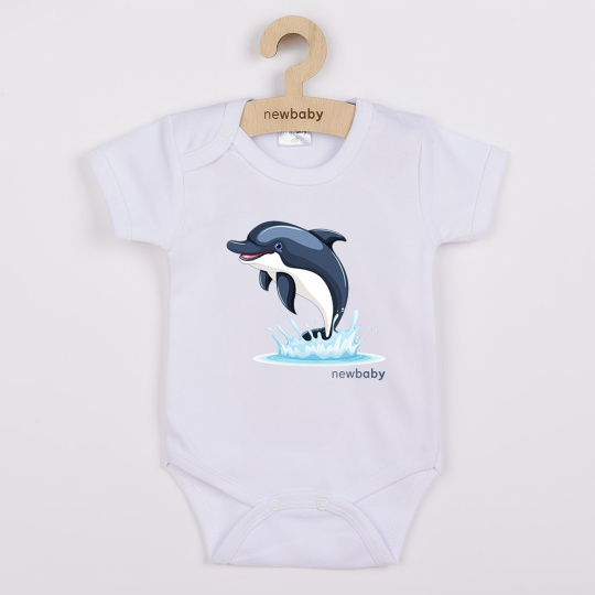 Dětské body s potiskem New Baby Dolphin- krátký rukáv Dětské body s potiskem New Baby Dolphin- krátký rukáv