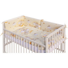 Dětská postýlka se stahovací bočnicí - bílá - 120x60 cm s kompletní výbavou Mráček Barva soupravy: Mráček béžový