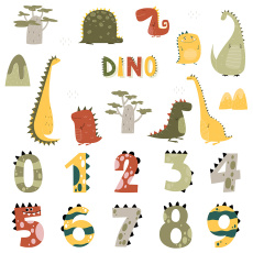 Sipo Nástěnné samolepky do dětského pokoje, Dino Numbers Sipo Nástěnné samolepky do dětského pokoje, Dino Numbers