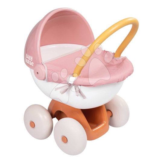 Smoby Hluboký kočárek s textilem Pram Soft Baby Nurse pro 42 cm panenku s 54 cm vysokou ergonomickou rukojetí od 18 měsíců 