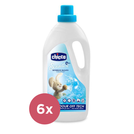 6x CHICCO Prostředek prací dětský Sensitive 1,5 l (27 praní)