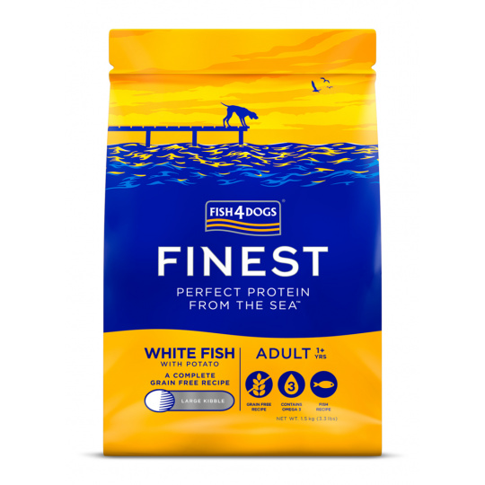 FISH4DOGS Granule velké pro dospělé psy Finest bílá ryba s bramborami 1,5 kg, 1+