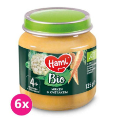 6x HAMI BIO Zeleninový příkrm Mrkev s květákem 125 g, 4+ 6x HAMI BIO Zeleninový příkrm Mrkev s květákem 125 g, 4+