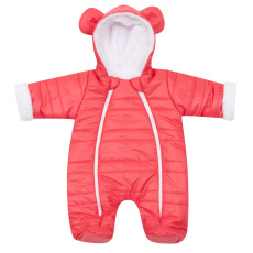 Zimní kojenecká kombinéza s kapucí a oušky New Baby Pumi red raspberry Zimní kojenecká kombinéza s kapucí a oušky New Baby Pumi red raspberry