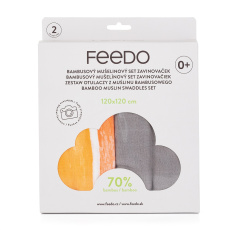 FEEDO Set zavinovaček bambusový mušelínový 2 ks, 120x120 cm FEEDO Set zavinovaček bambusový mušelínový 2 ks, 120x120 cm