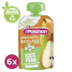 6x PLASMON Kapsička bezlepková ovocná hruška 100 g, 6m+ 6x PLASMON Kapsička bezlepková ovocná hruška 100 g, 6m+