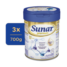 3x SUNAR Premium 2 Mléko pokračovací 700 g