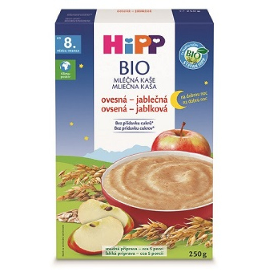 HiPP BIO Kaše mléčná na dobrou noc ovesná-jablečná od 8.měsíce, 250g