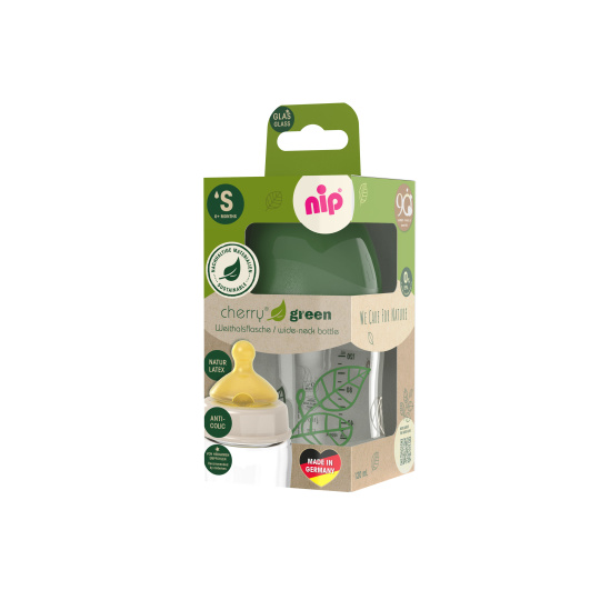 NIP CHERRY GREEN láhev sklo,široká,kaučuk-S,120ml,kluk