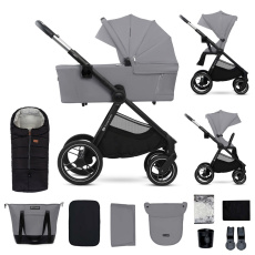KINDERKRAFT Kočárek kombinovaný Nea 2 2v1 Platinum Grey + Fusak3v1 Jibot Horizontal Ink Black