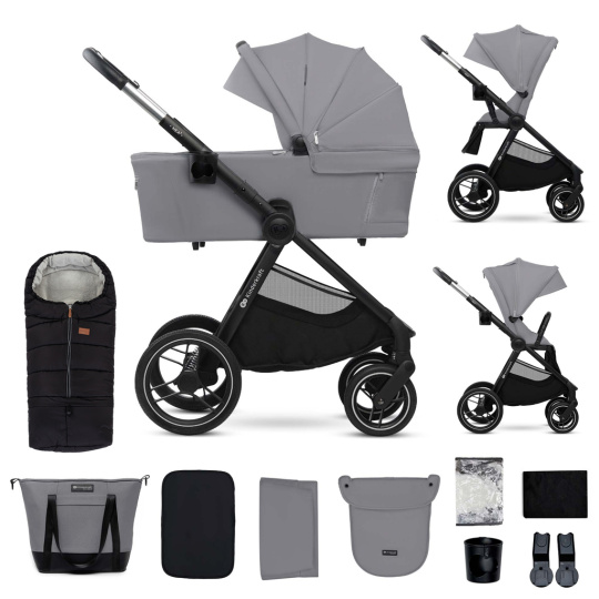 KINDERKRAFT Kočárek kombinovaný Nea 2 2v1 Platinum Grey + Fusak3v1 Jibot Horizontal Ink Black KINDERKRAFT Kočárek kombinovaný Nea 2 2v1 Platinum Grey + Fusak3v1 Jibot Horizontal Ink Black