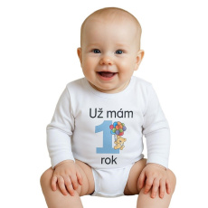 Body s potiskem New Baby Už mám 1 rok modré