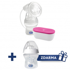 CHICCO Odsávačka mat. mléka elektrická přenosná + zdarma Láhev kojenecká Natural Feeling 150ml CHICCO Odsávačka mat. mléka elektrická přenosná + zdarma Láhev kojenecká Natural Feeling 150ml