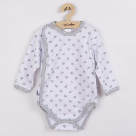 Kojenecké celorozepínací body New Baby Classic II šedé s hvězdičkami