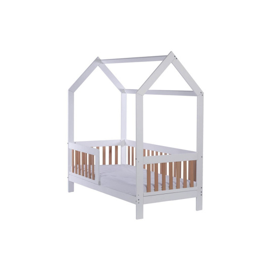 Dětská postel domeček se zábradlím a roštem Drewex Casa Bambini 160x80x174 cm