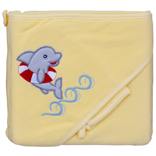 Scarlett Froté ručník - Scarlett delfín s kapucí - žlutá