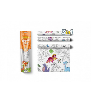 Malovací ubrusy 3 ks plast Šťastní Dinosauři v sáčku 10x42x4cm Malovací ubrusy 3 ks plast Šťastní Dinosauři v sáčku 10x42x4cm