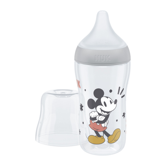 NUK Láhev kojenecká Mickey s kontrolou teploty Perfect Match 260 ml šedá