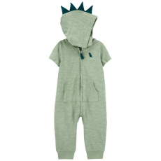 CARTER'S Overal na zip bez nožiček kr. rukáv Green Dino kluk 6m