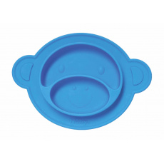 NUBY Talíř s přísavkou - Opice 9 m+, modrý NUBY Talíř s přísavkou - Opice 9 m+, modrý